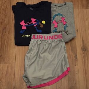 Under Armour Black and Gray T-Shirts with Gray Shorts